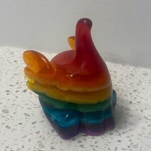 Rainbow Cast Glass Elephant Figurine- Solid Art Glass - Small Animal Figurine
